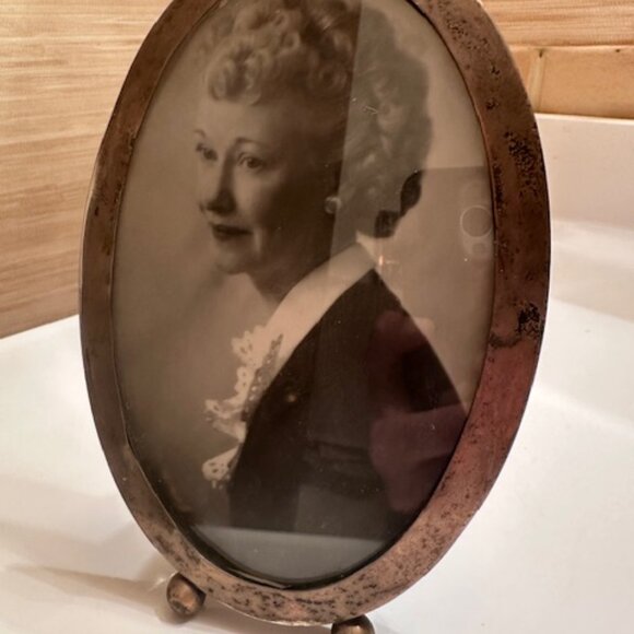 Antique Hallmarked Sterling Silver Oval Picture Frame - Picture 6 of 8